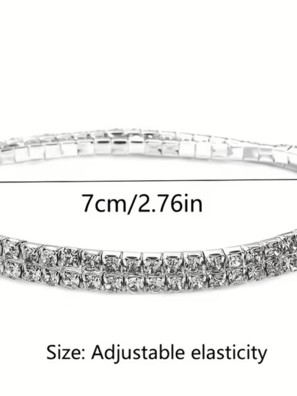 Sparkling Double Strand Crystal Anklet stretchy Silver Tone - Picture 4 of 4